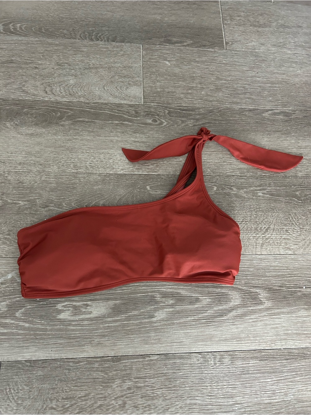 Abercrombie & Fitch One-Shoulder Bikini Top in Rust Red